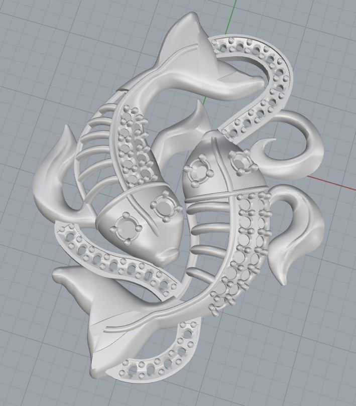 Pendant pisces 3D print model_1