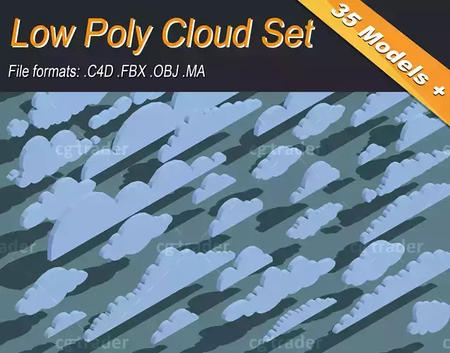Low Poly Cloud Set Isometric Low-poly 3D model