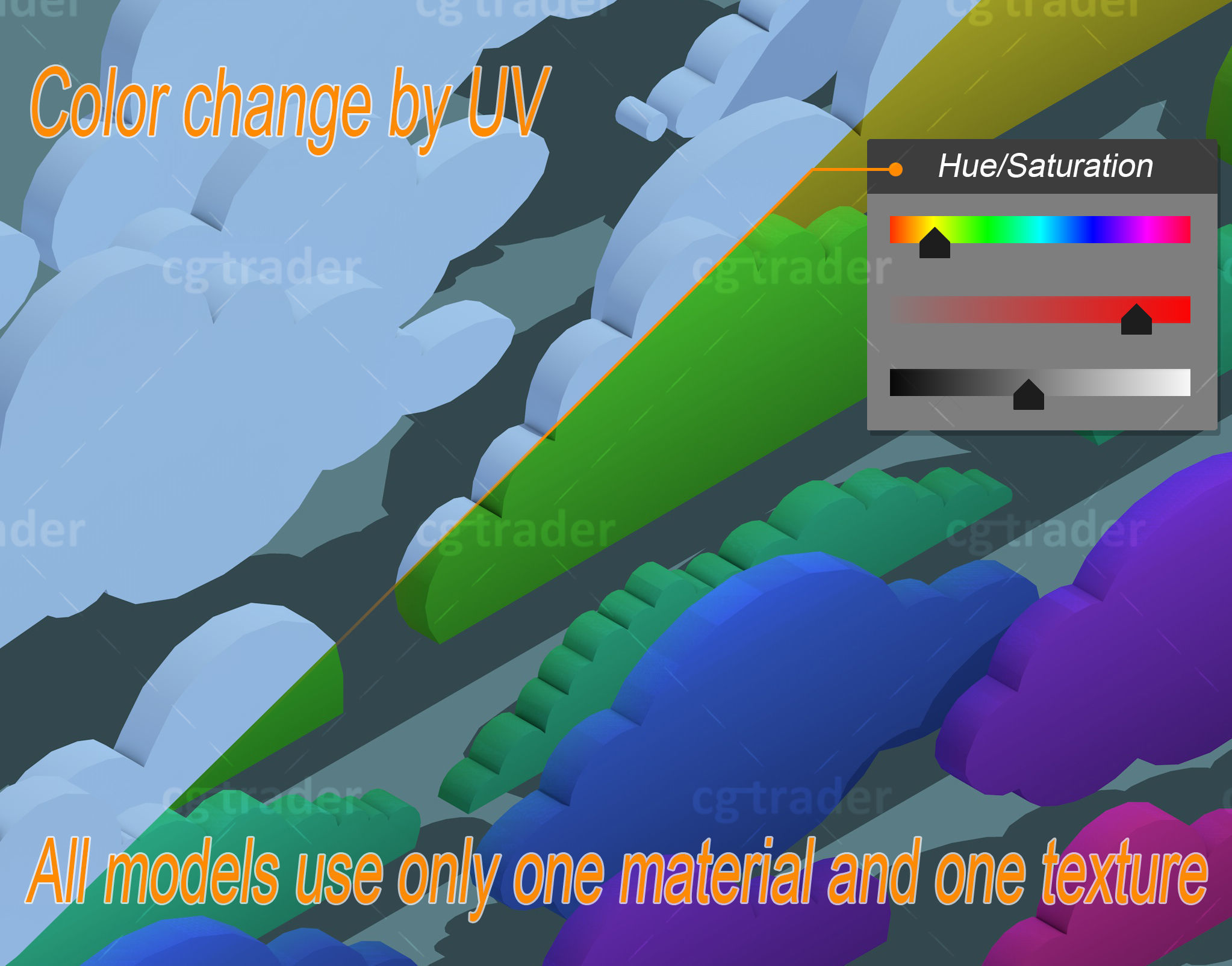 Low Poly Cloud Set Isometric Low-poly 3D model_1