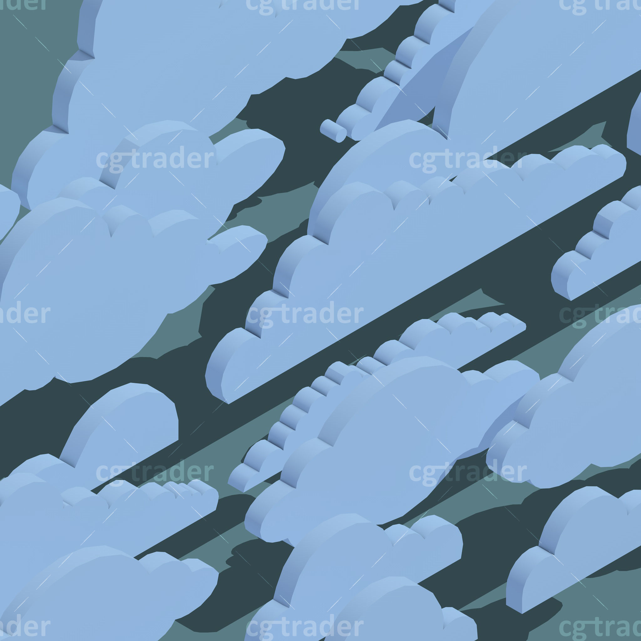 Low Poly Cloud Set Isometric Low-poly 3D model_5