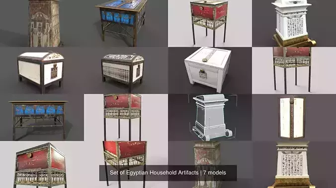Set of Egyptian Household Artifacts 3D Model Collection
