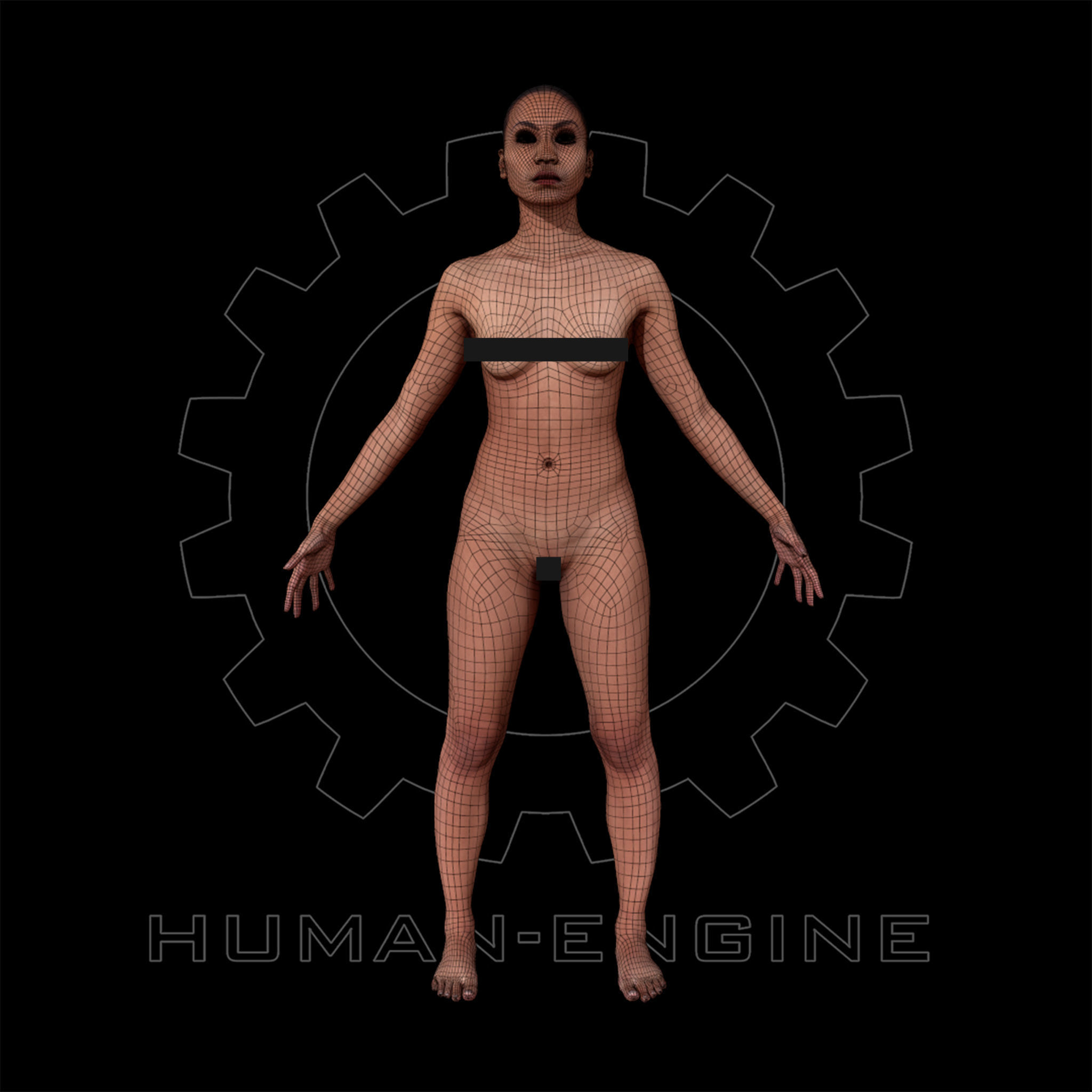 Female Scan - Calypso A-pose Low-poly 3D model_2