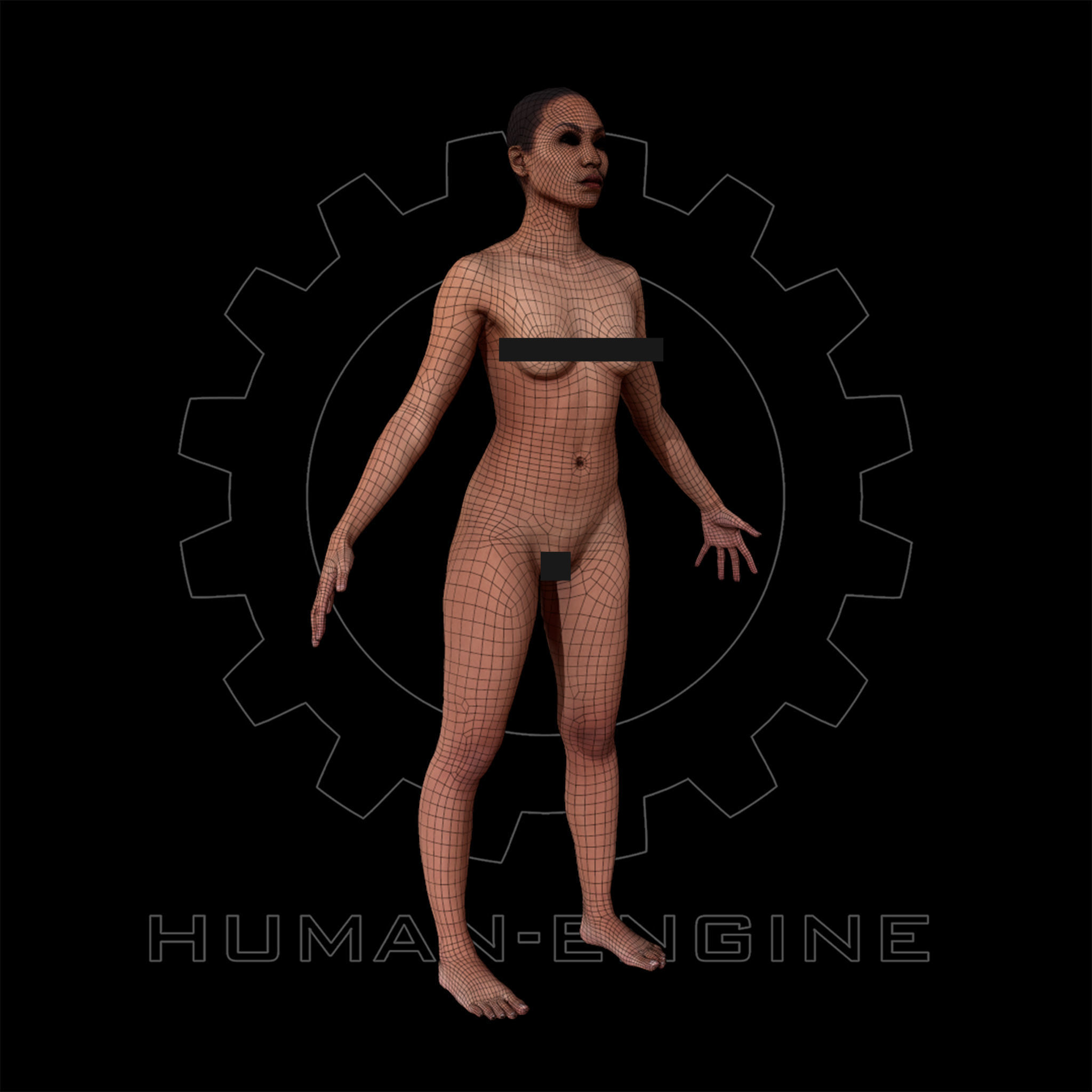 Female Scan - Calypso A-pose Low-poly 3D model_3