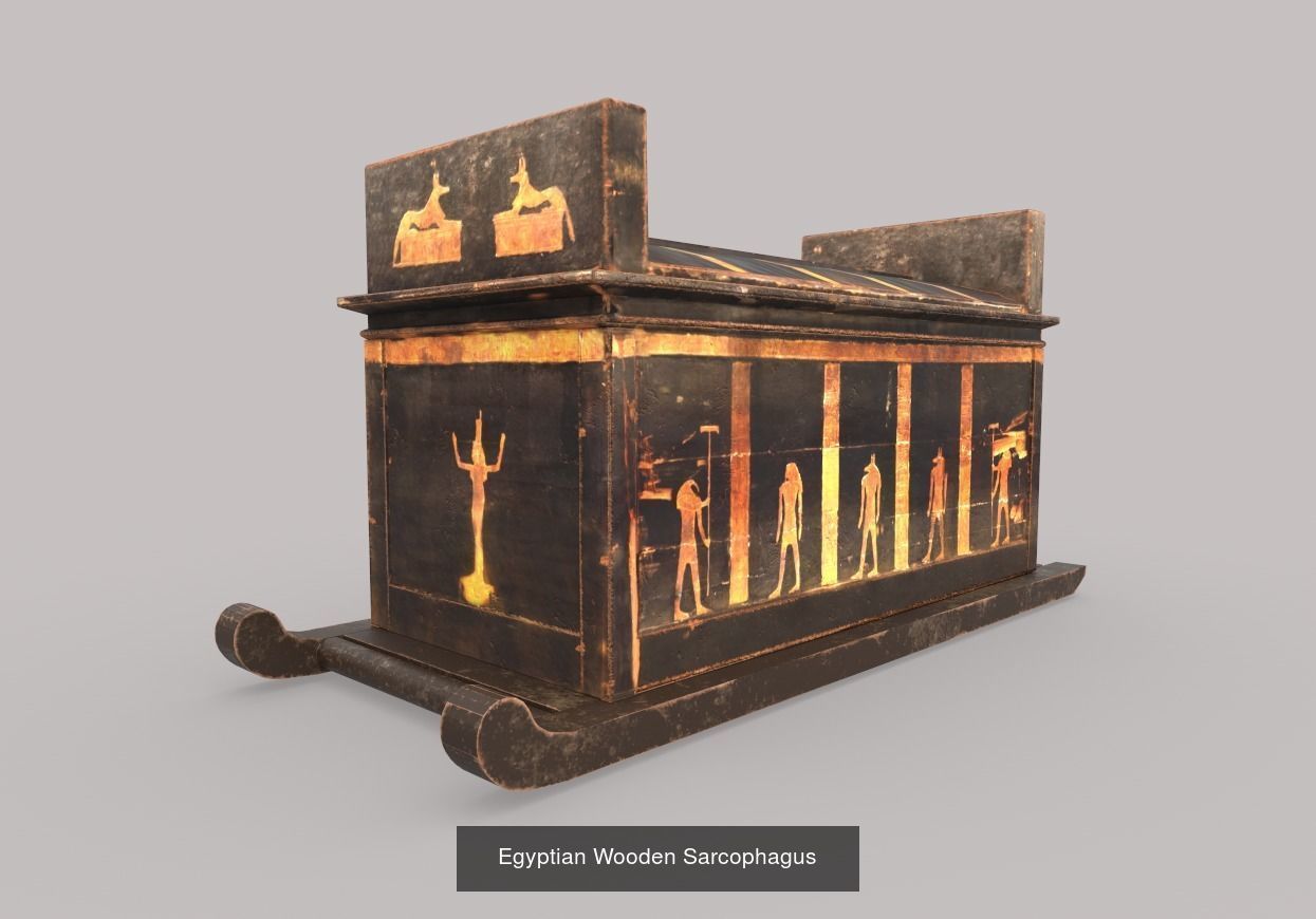 Set of Egyptian Sarcophagus and Coffin 3D Model Collection_1