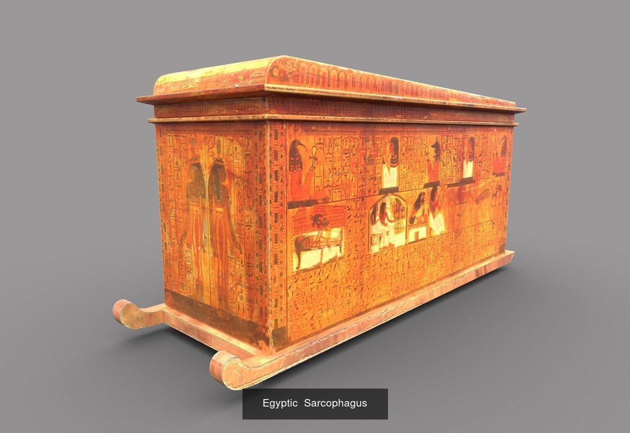 Set of Egyptian Sarcophagus and Coffin 3D Model Collection_6