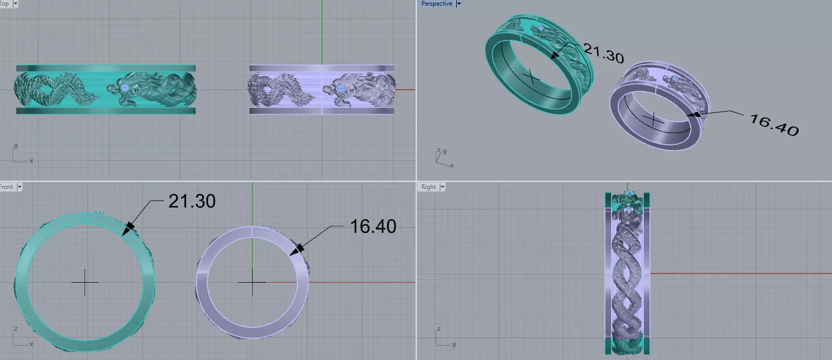 Custom dragon rings  3D print model_0