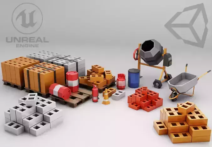 Industry Low-poly props pack model Low-poly 3D model