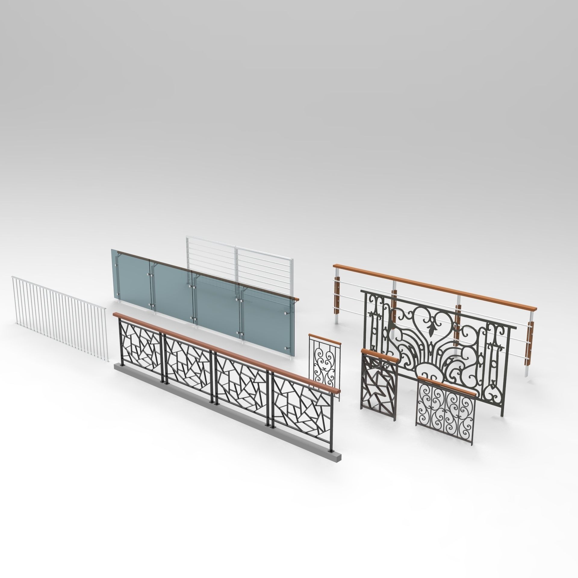 Railing railings and fences 3D model_2