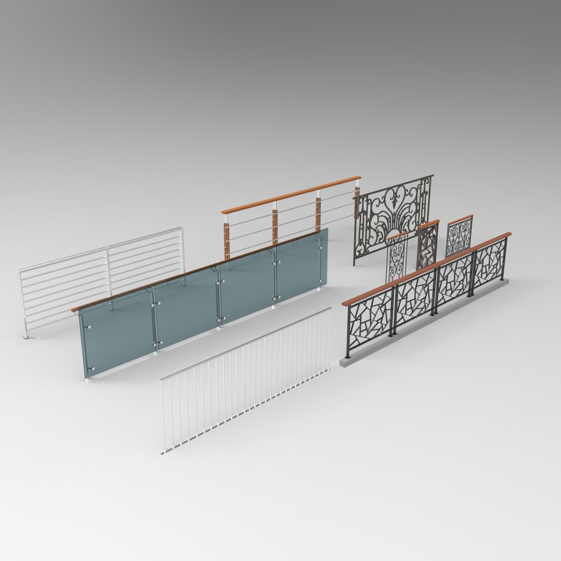 Railing railings and fences 3D model_6