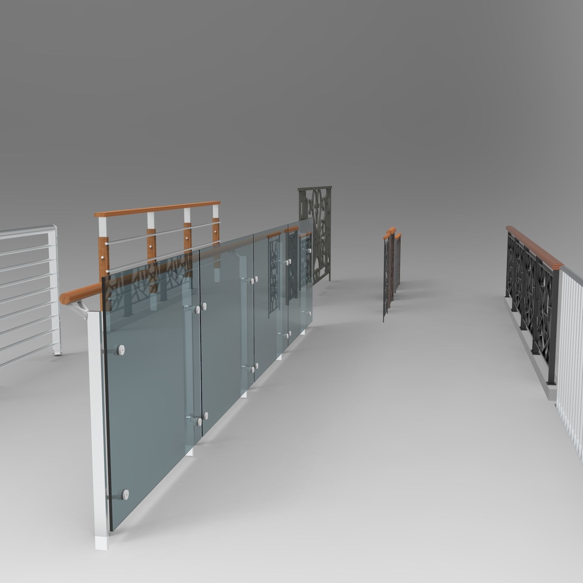 Railing railings and fences 3D model_5