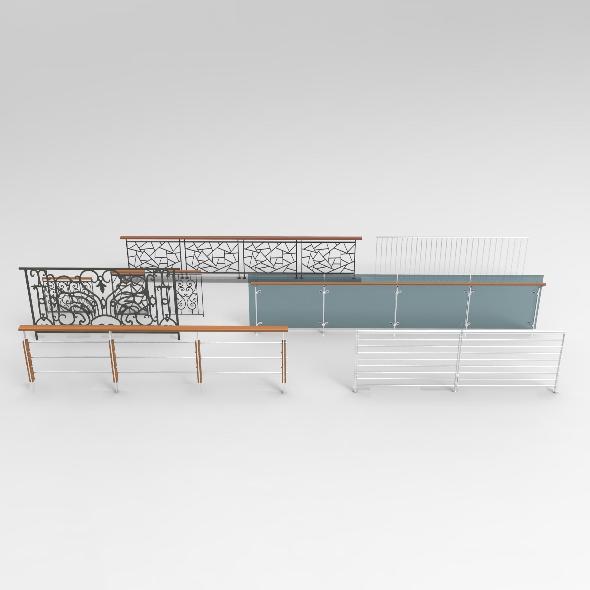 Railing railings and fences 3D model_1