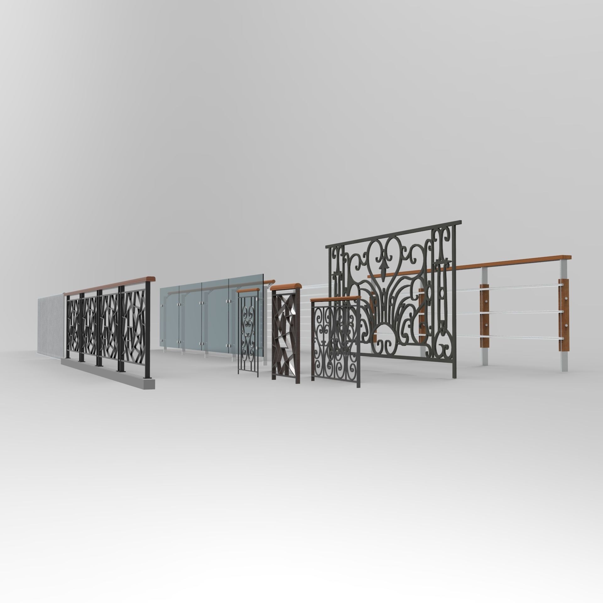 Railing railings and fences 3D model_3