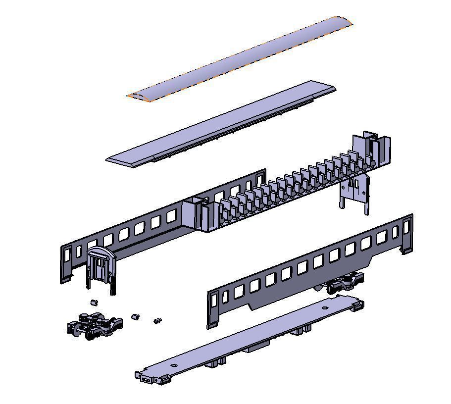 HO Scale 3D printable Passenger Wagon TVS2000 3D print model_7