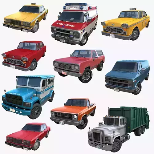 City traffic cars 3D Model Collection