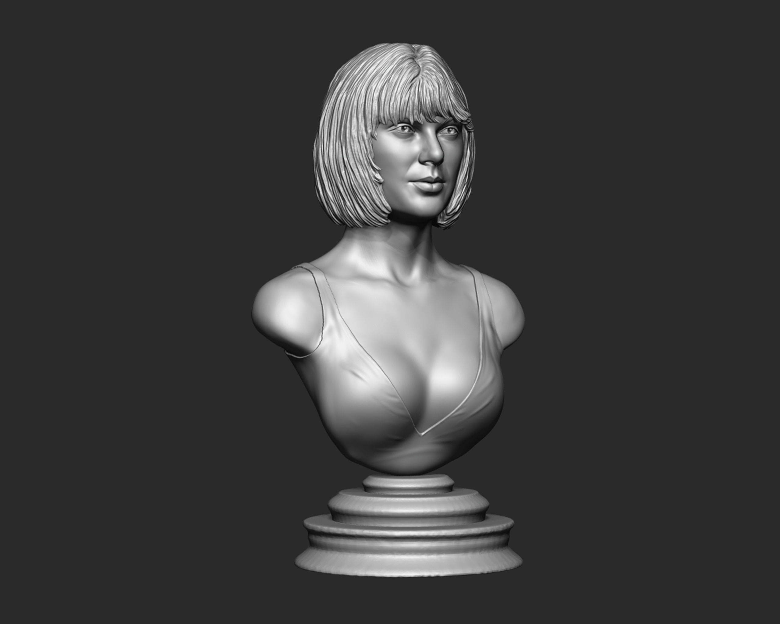 Taylor Swift 3D Portrait sculpture - Hairstyle 1 3D print model_16