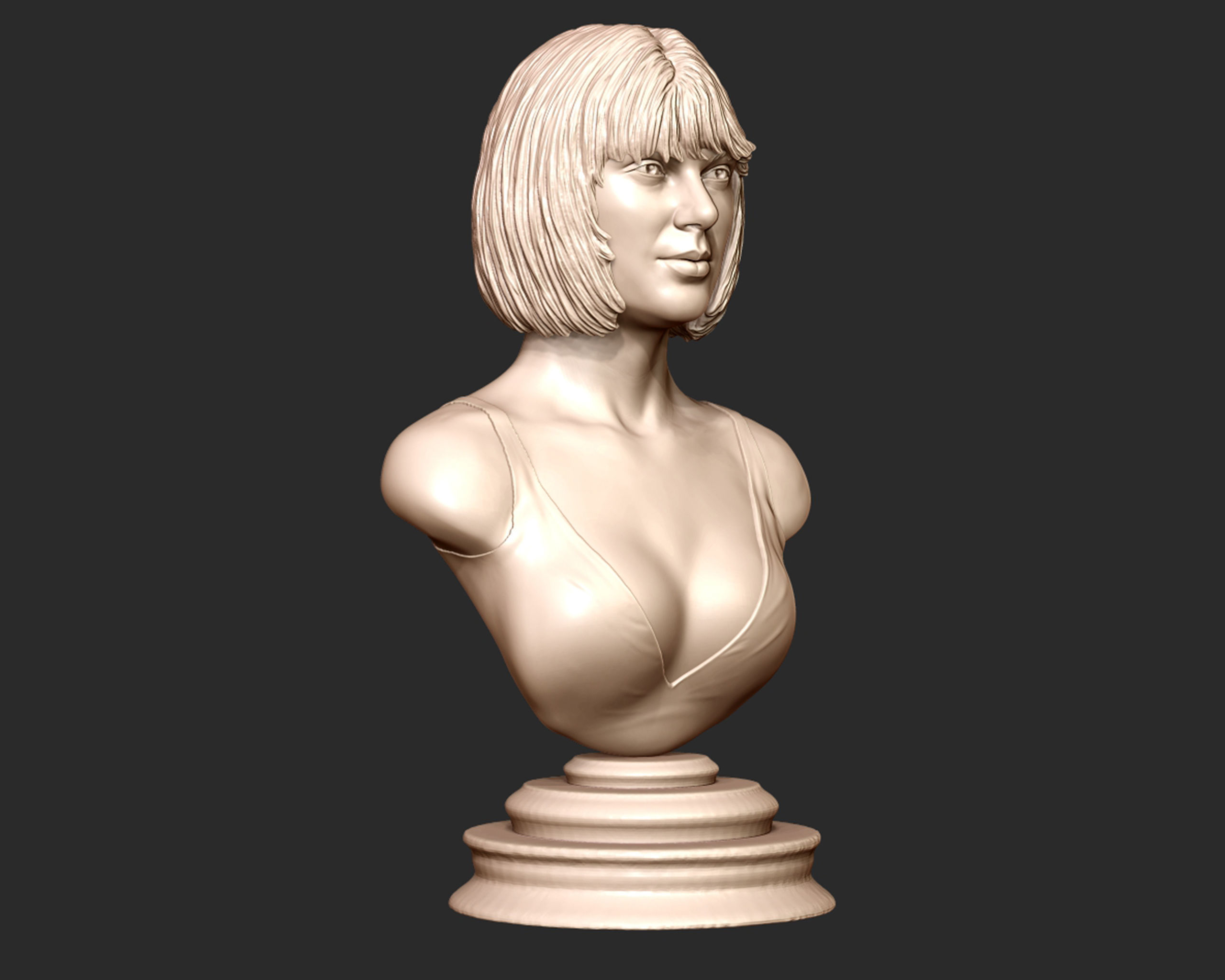 Taylor Swift 3D Portrait sculpture - Hairstyle 1 3D print model_7