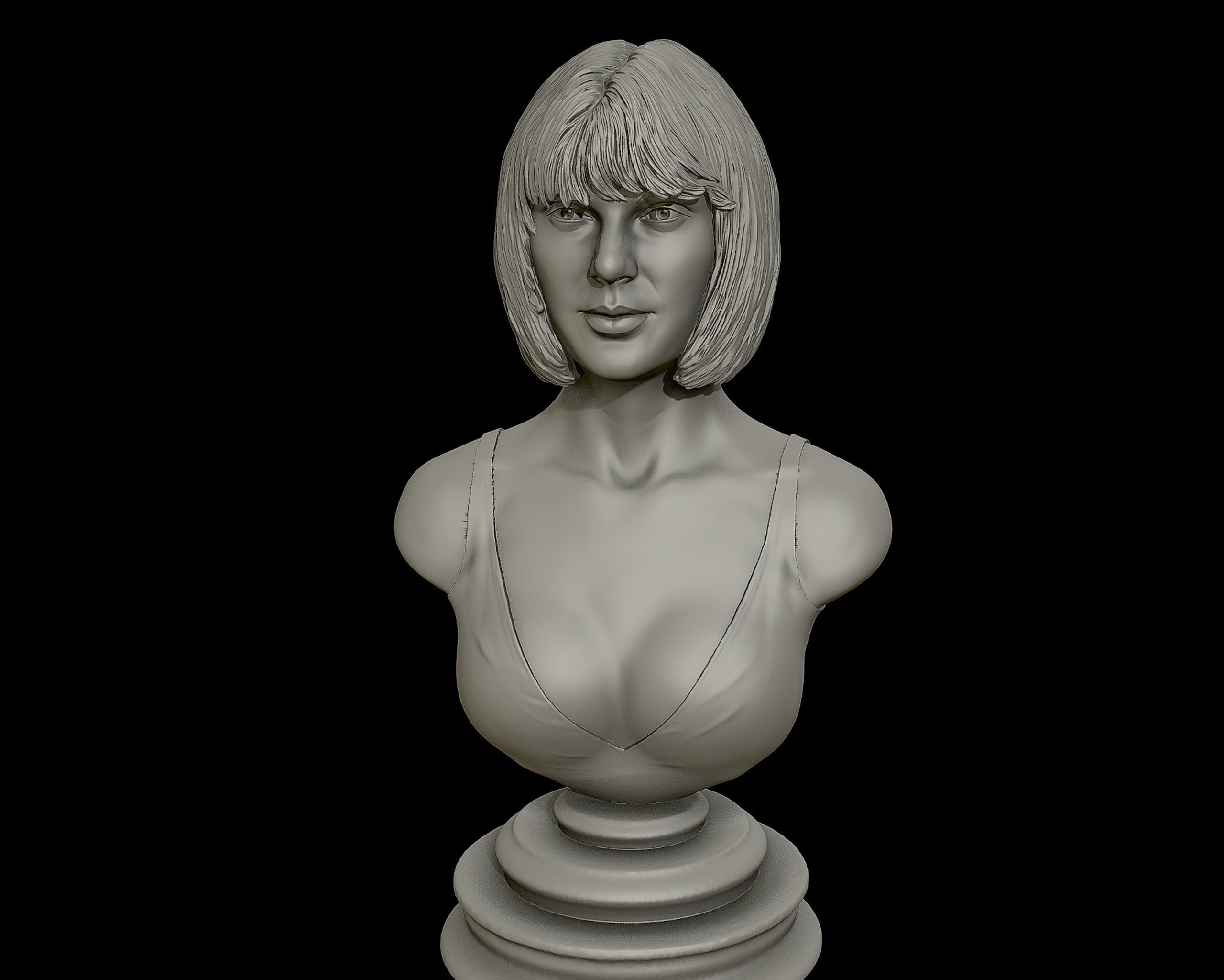 Taylor Swift 3D Portrait sculpture - Hairstyle 1 3D print model_5