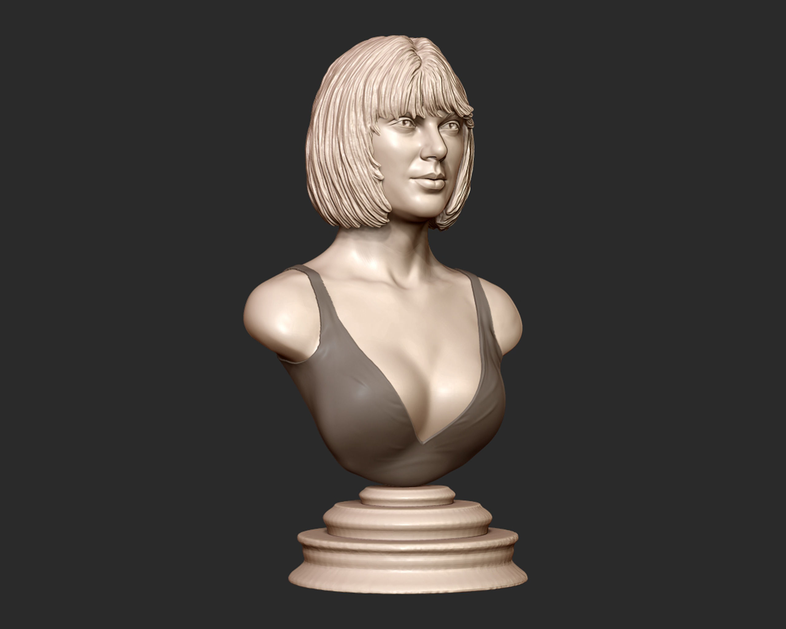 Taylor Swift 3D Portrait sculpture - Hairstyle 1 3D print model_9