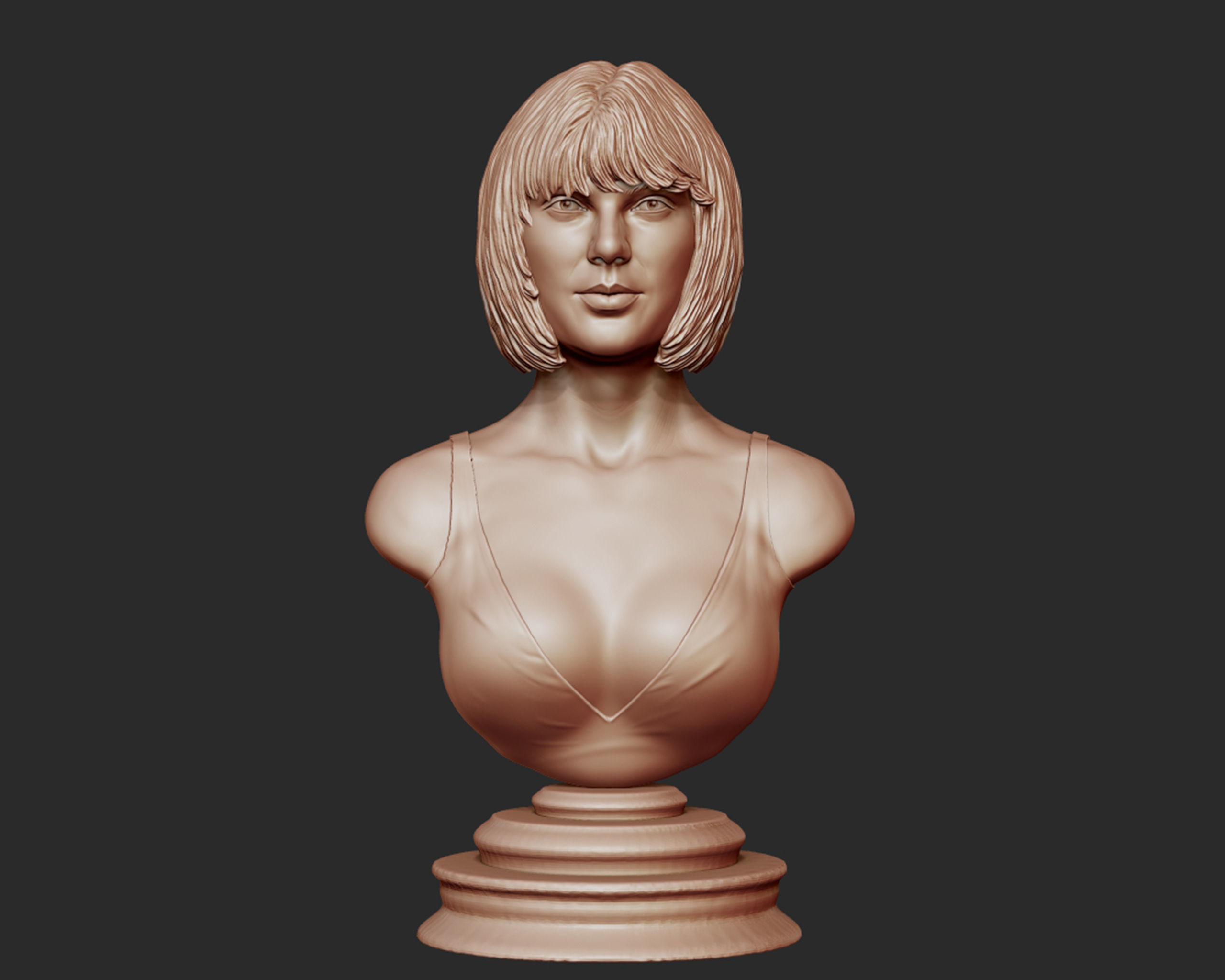 Taylor Swift 3D Portrait sculpture - Hairstyle 1 3D print model_6