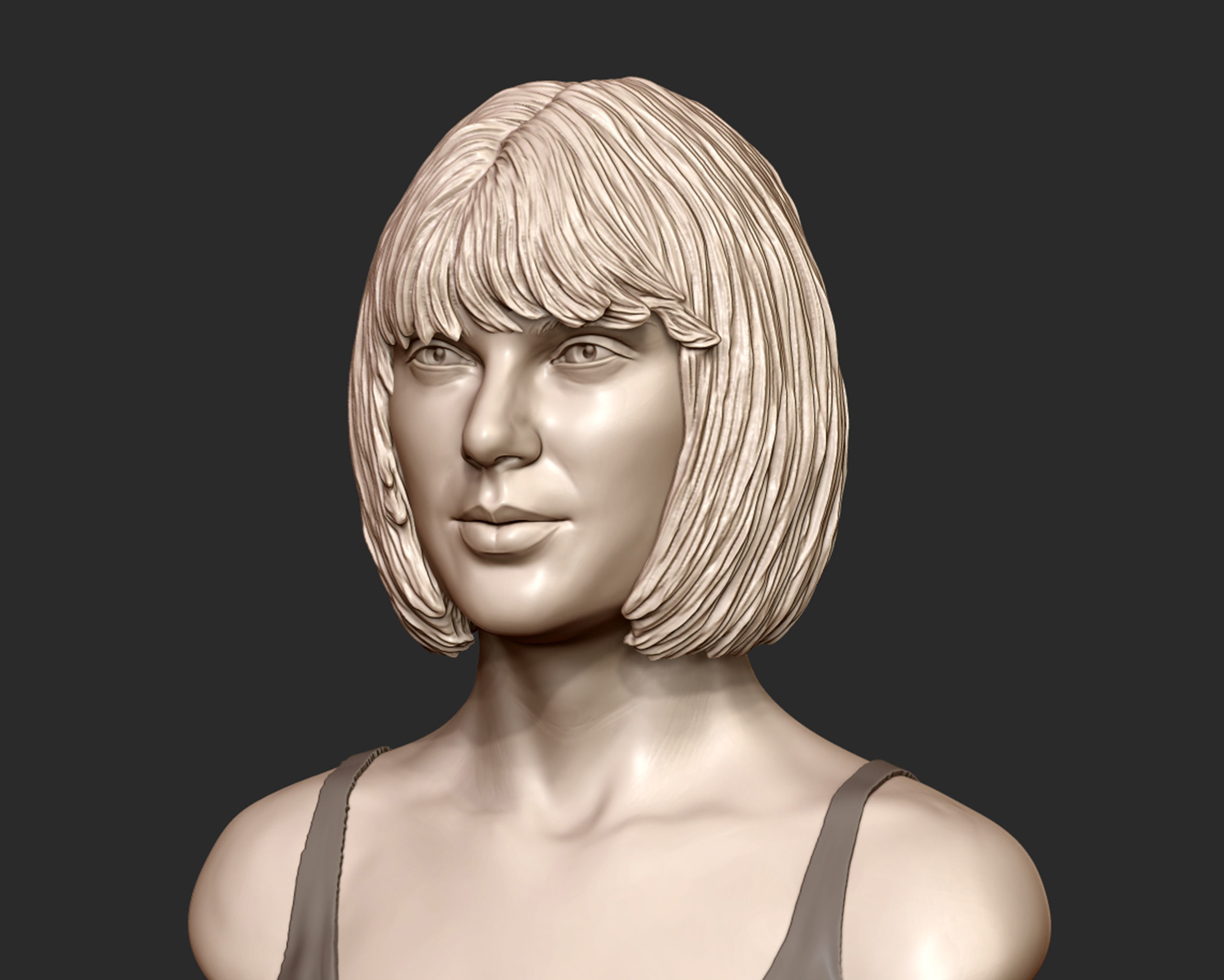 Taylor Swift 3D Portrait sculpture - Hairstyle 1 3D print model_14