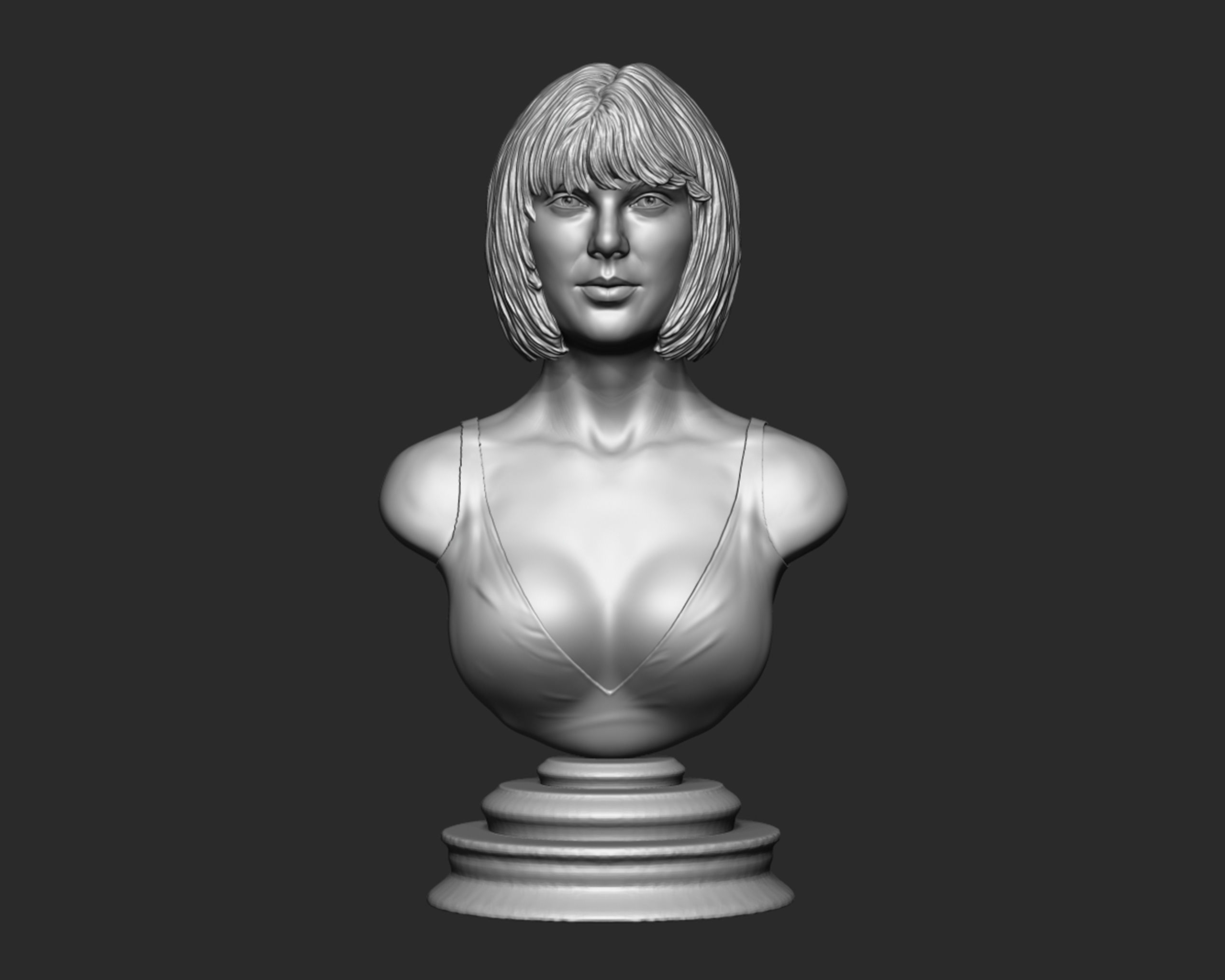 Taylor Swift 3D Portrait sculpture - Hairstyle 1 3D print model_15