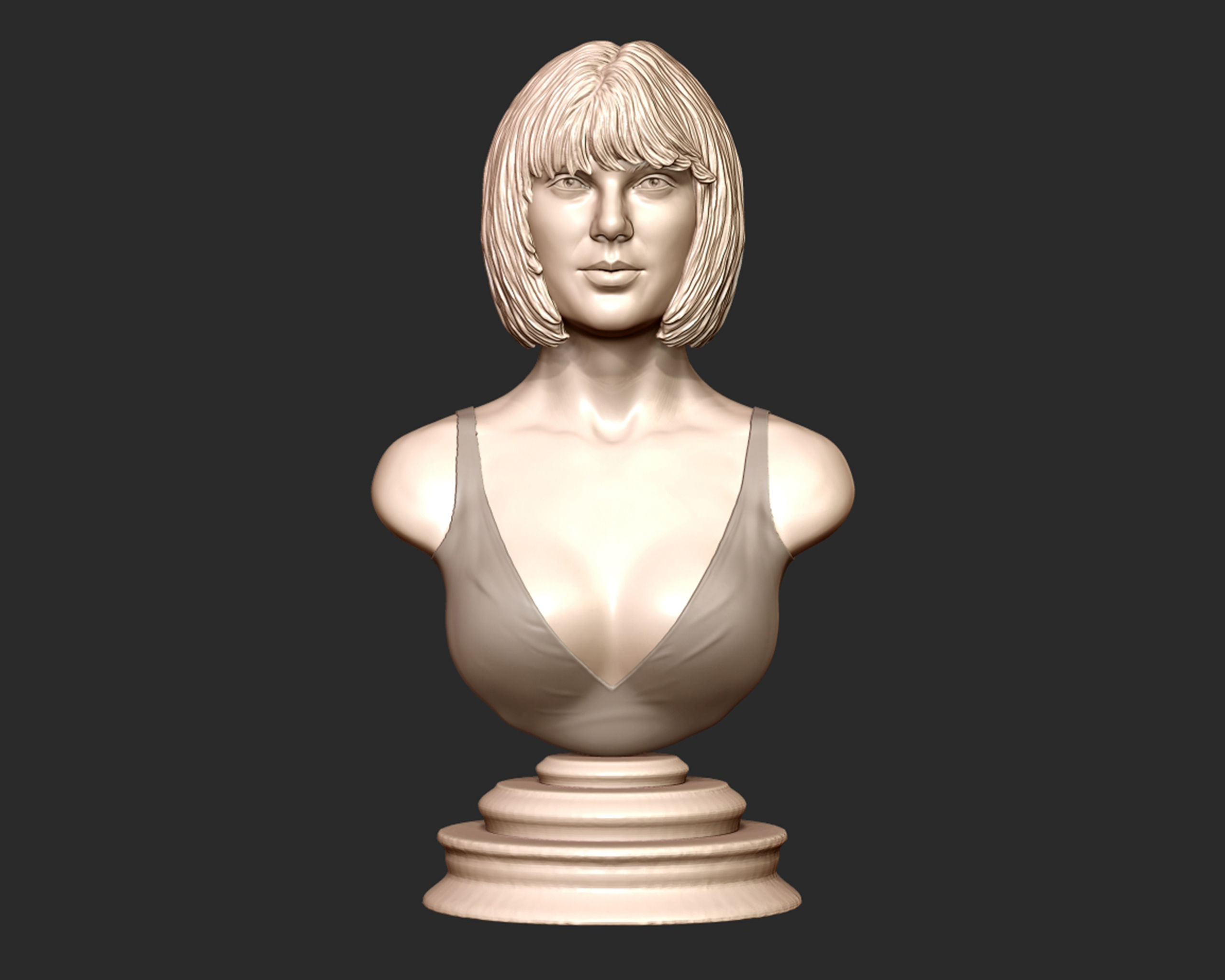 Taylor Swift 3D Portrait sculpture - Hairstyle 1 3D print model_8