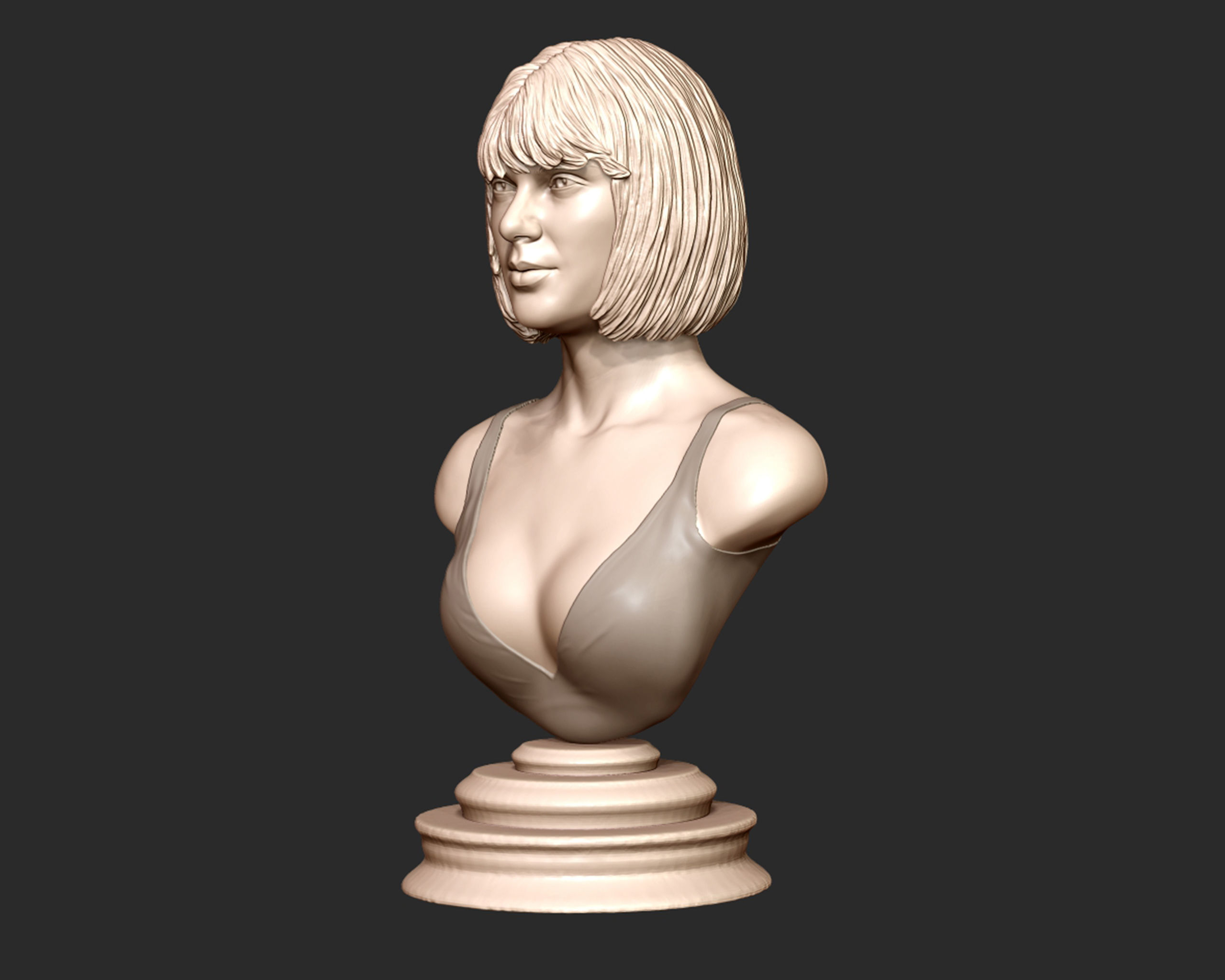 Taylor Swift 3D Portrait sculpture - Hairstyle 1 3D print model_10