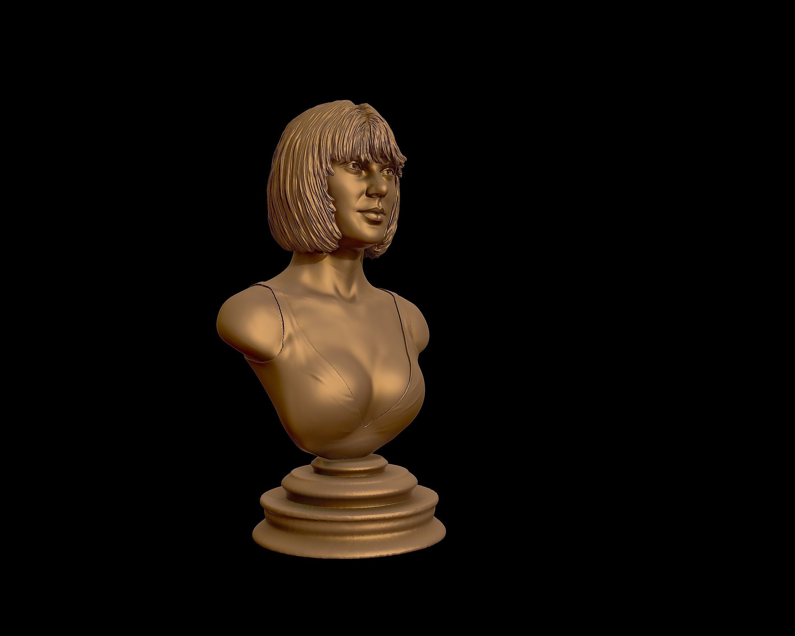 Taylor Swift 3D Portrait sculpture - Hairstyle 1 3D print model_30