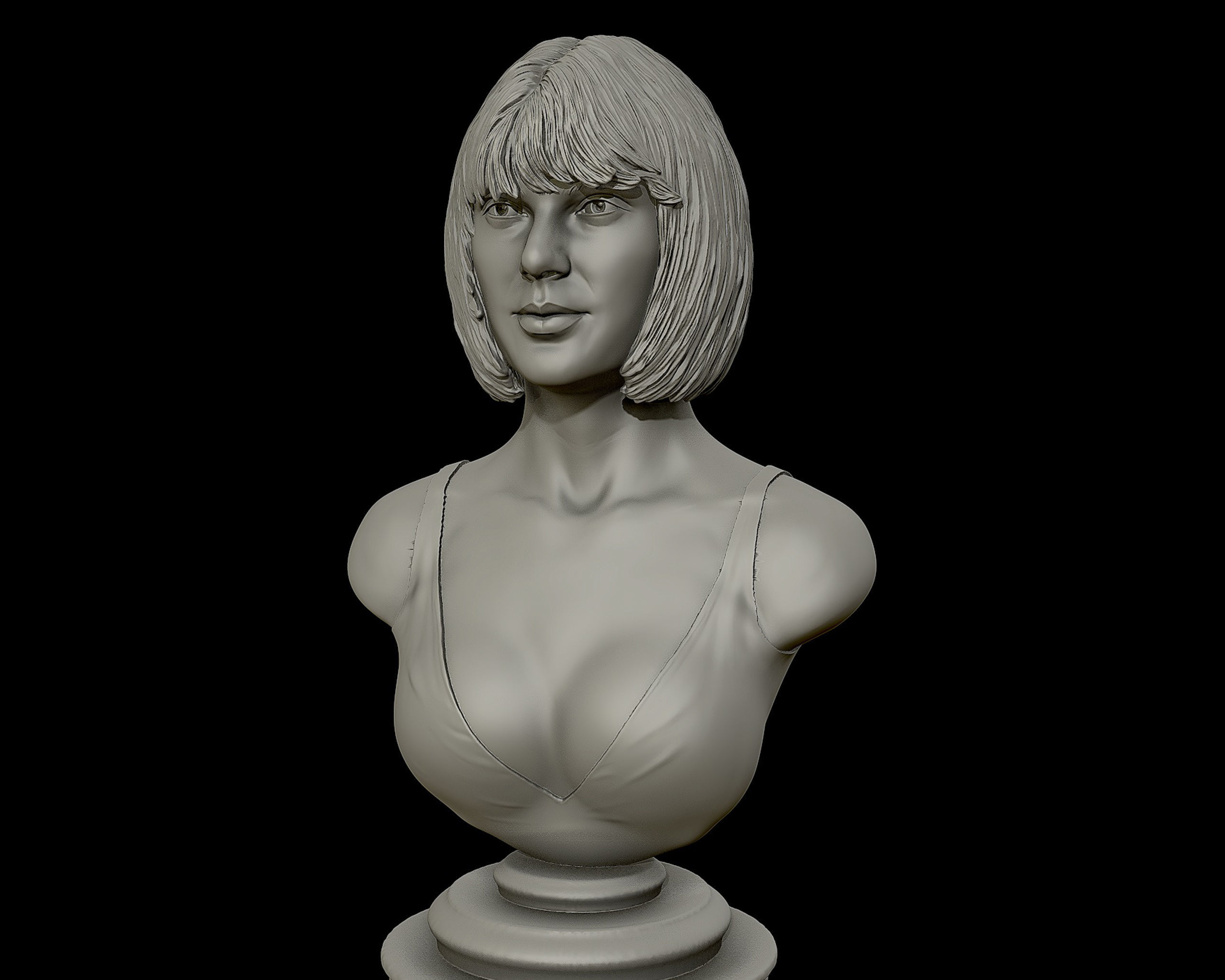 Taylor Swift 3D Portrait sculpture - Hairstyle 1 3D print model_2