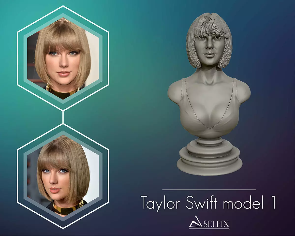Taylor Swift 3D Portrait sculpture - Hairstyle 1 3D print model_0