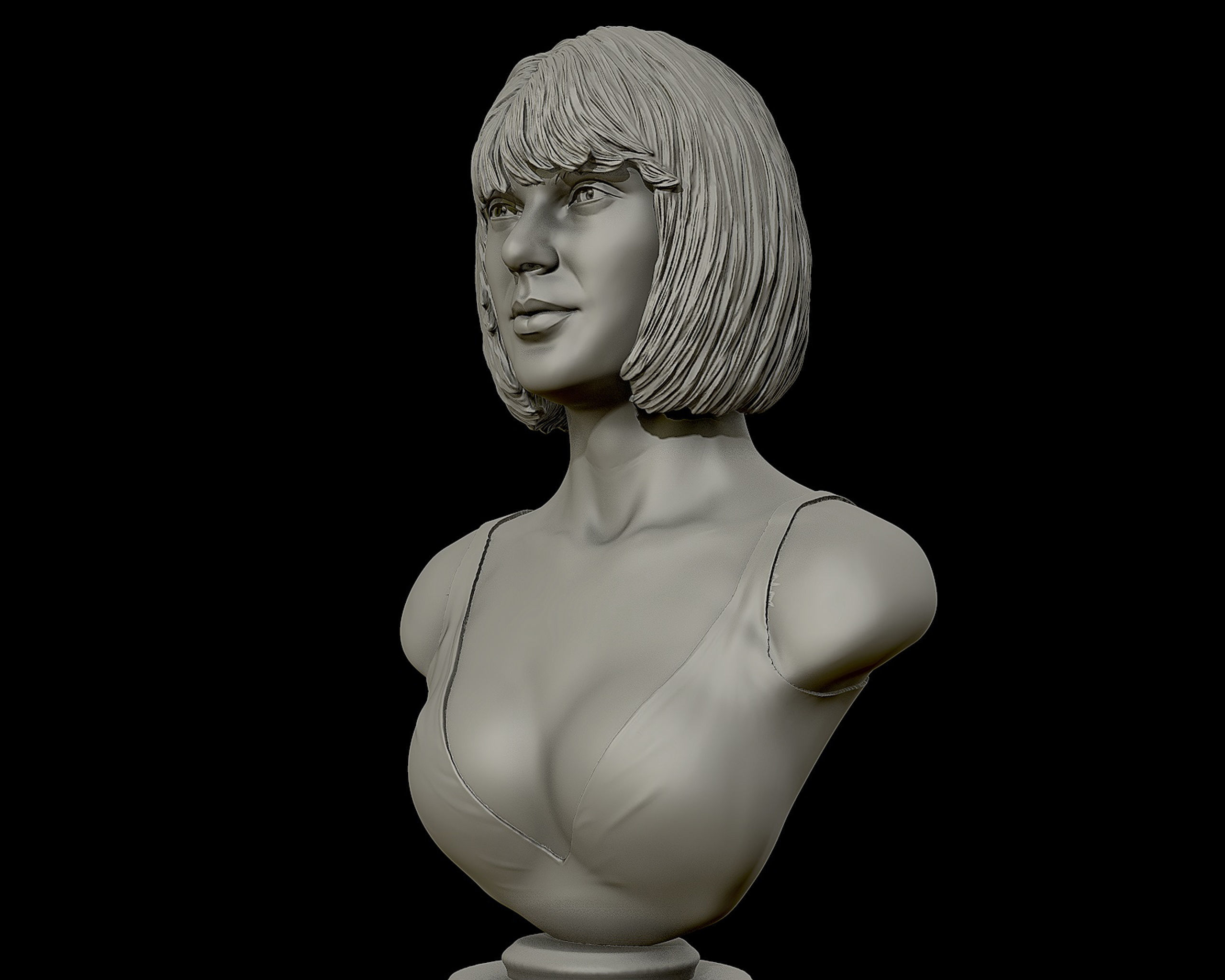 Taylor Swift 3D Portrait sculpture - Hairstyle 1 3D print model_4