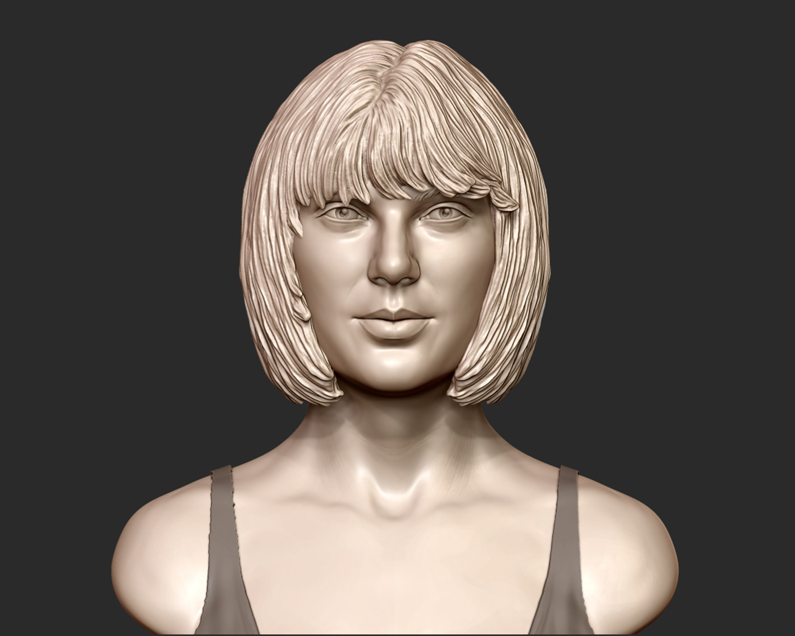Taylor Swift 3D Portrait sculpture - Hairstyle 1 3D print model_13