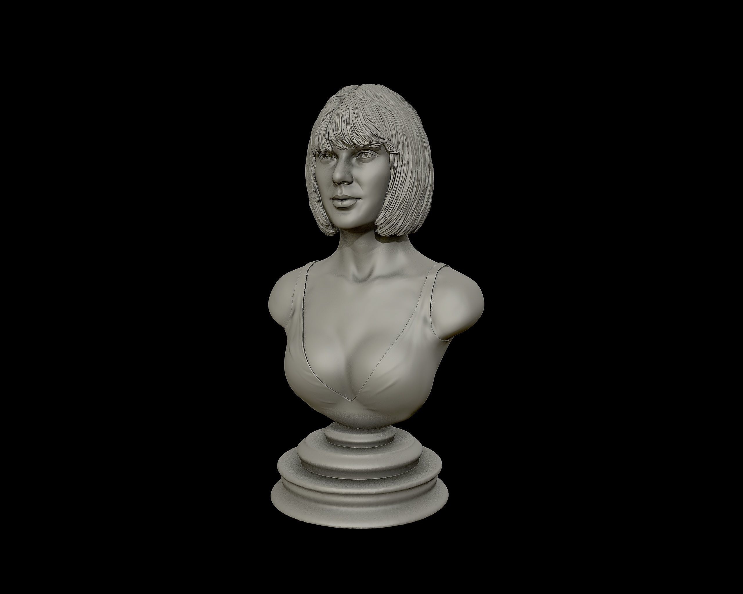 Taylor Swift 3D Portrait sculpture - Hairstyle 1 3D print model_20
