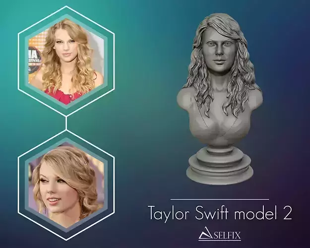 Taylor Swift 3D Portrait sculpture - Hairstyle 2 3D print model