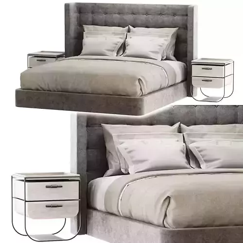 Modern velour gray double bed GD25 