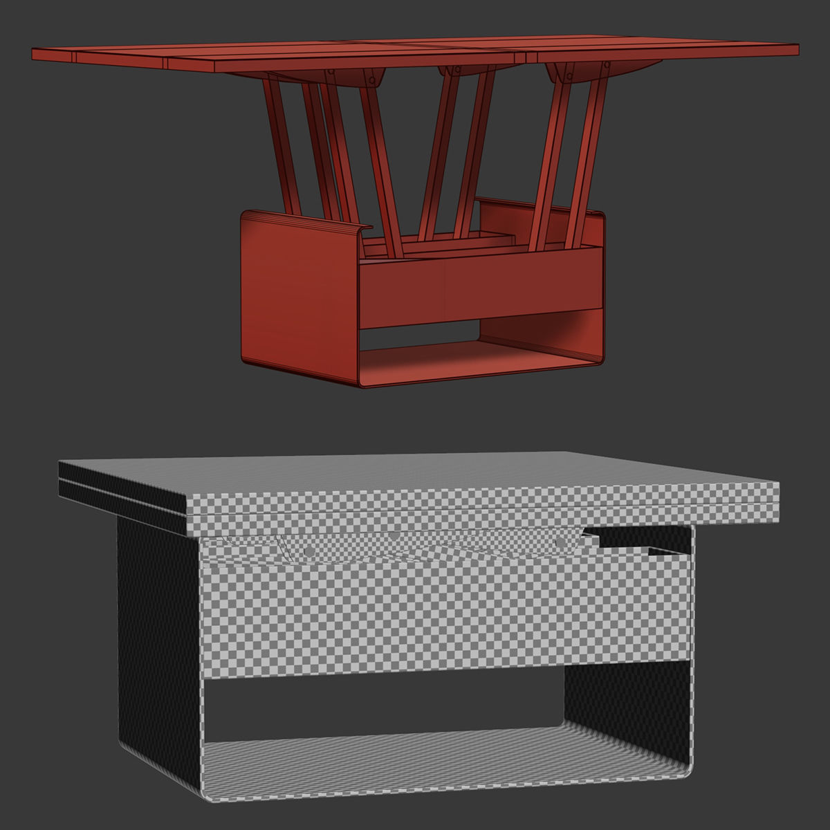 Mesa de centro transformable table Sedit Mesita baja WIND  Low-poly 3D model_9