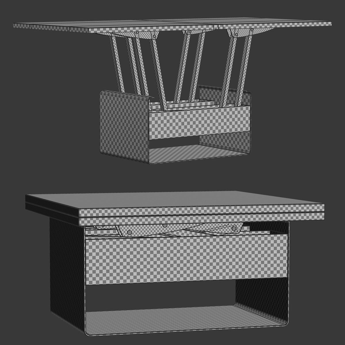 Mesa de centro transformable table Sedit Mesita baja WIND  Low-poly 3D model_10
