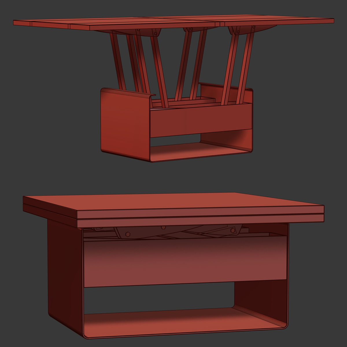 Mesa de centro transformable table Sedit Mesita baja WIND  Low-poly 3D model_11