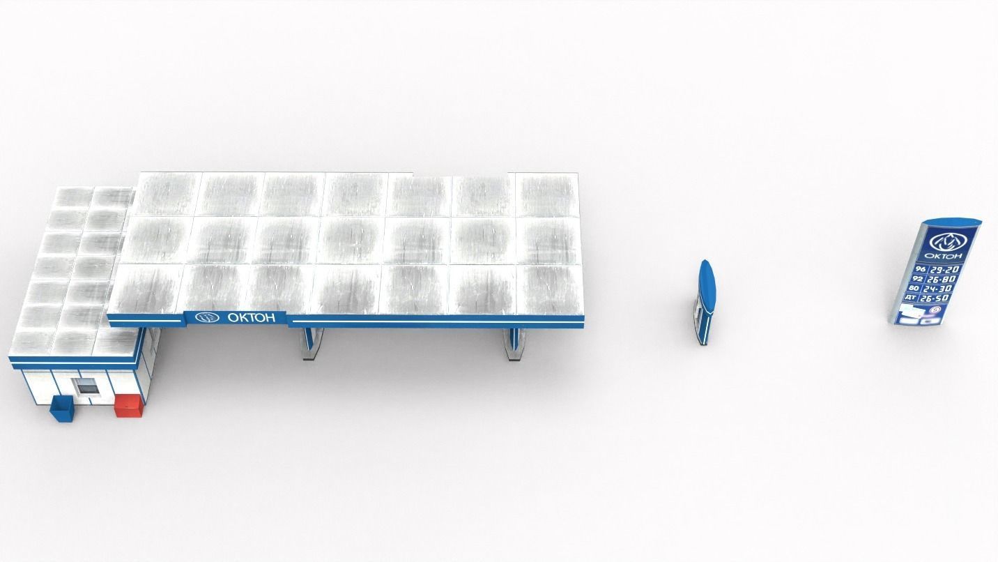 Gas station Low-poly 3D model_6