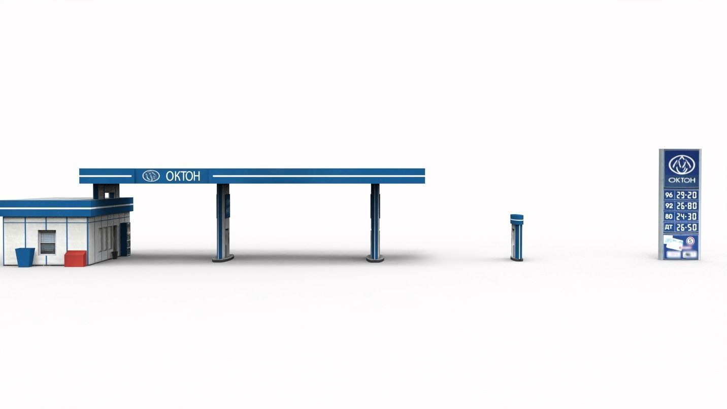 Gas station Low-poly 3D model_2