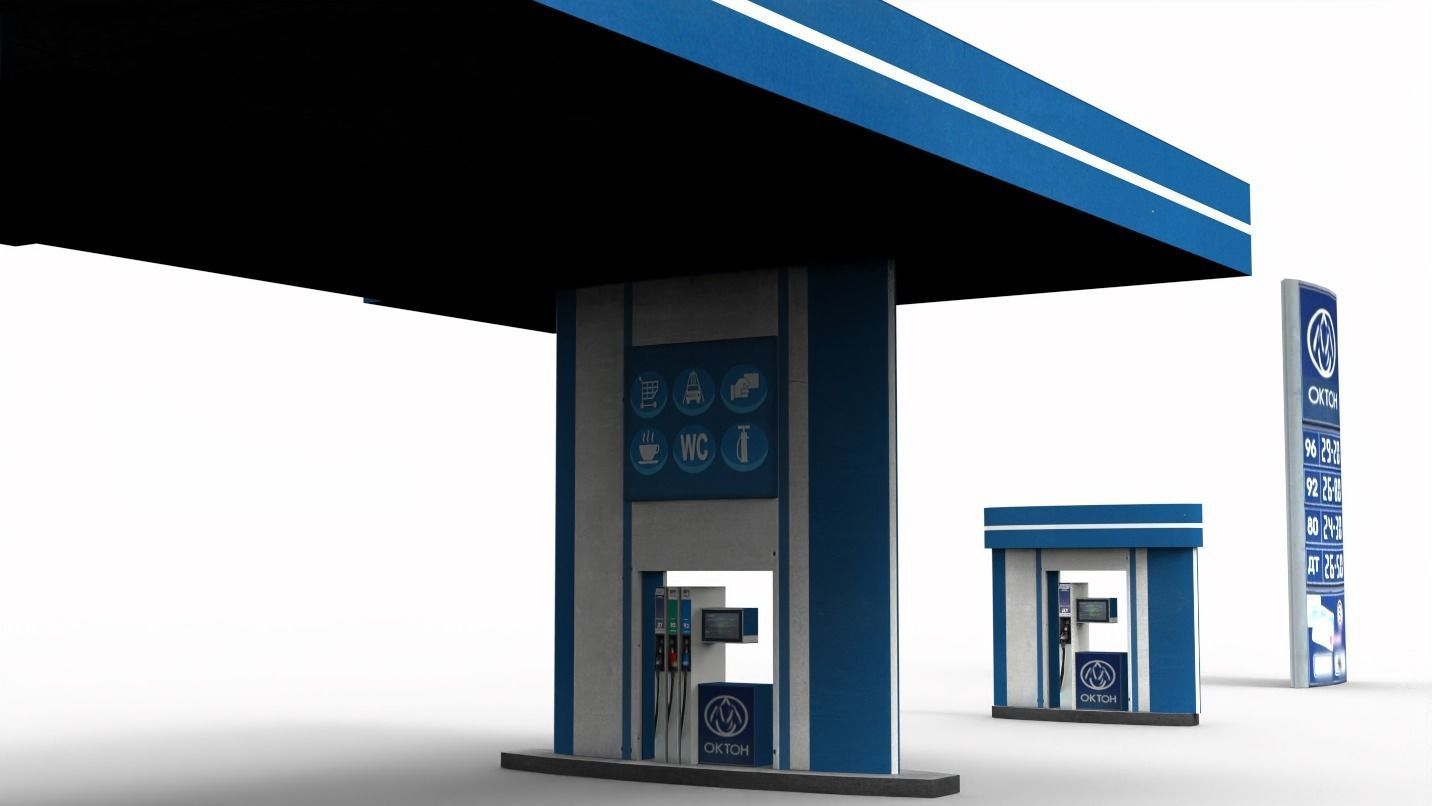 Gas station Low-poly 3D model_5