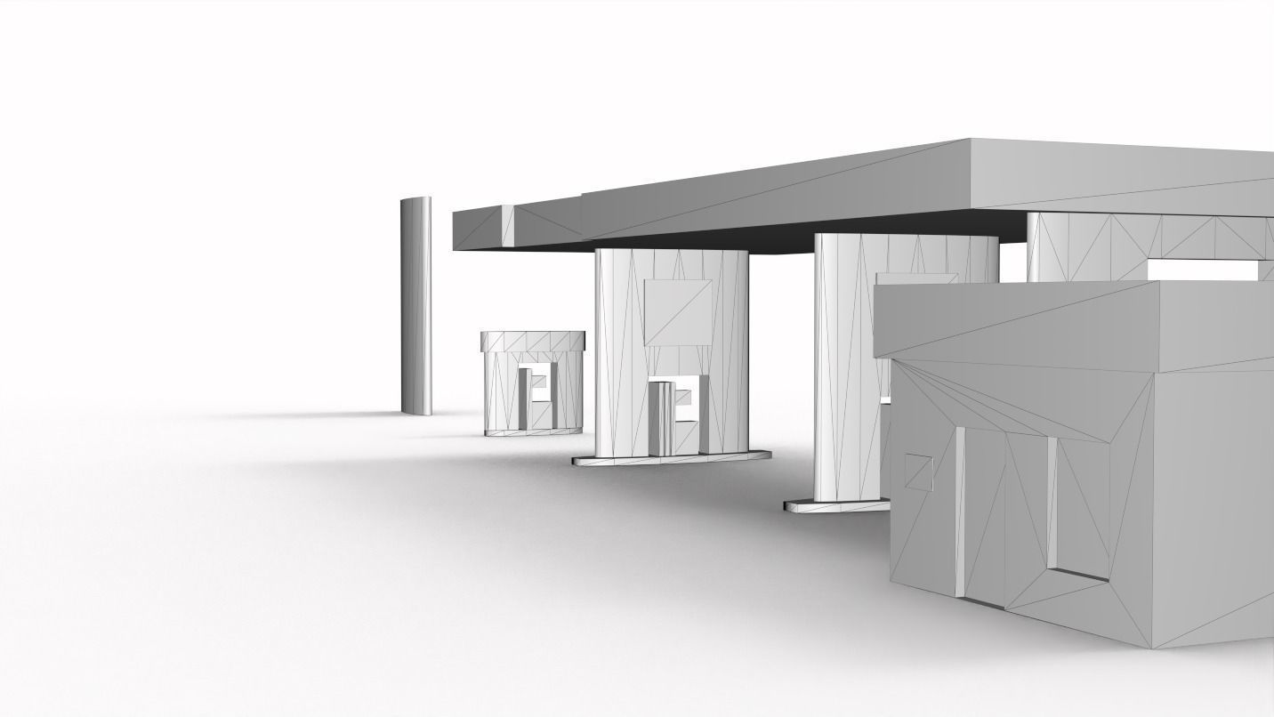 Gas station Low-poly 3D model_12