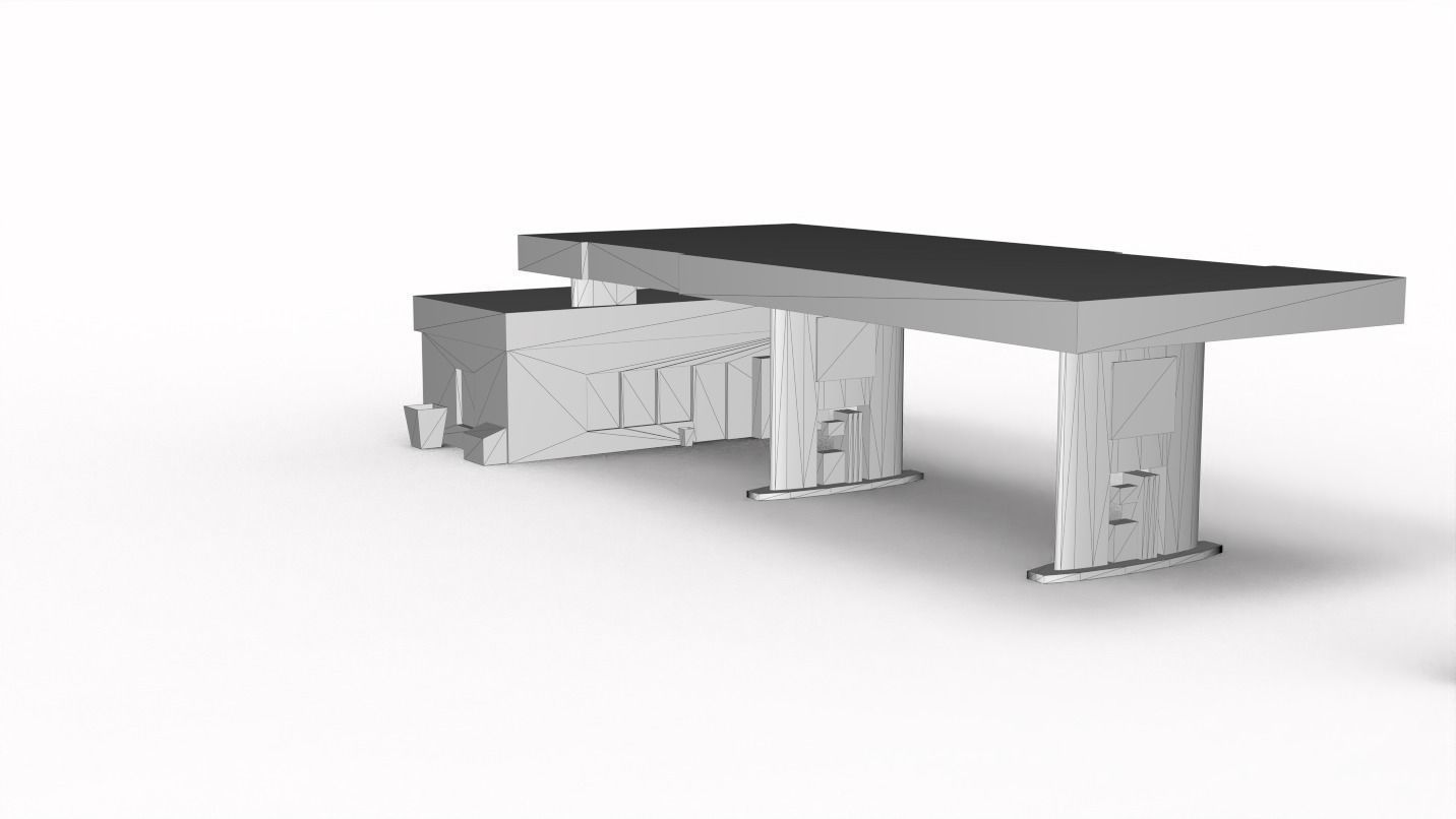 Gas station Low-poly 3D model_9