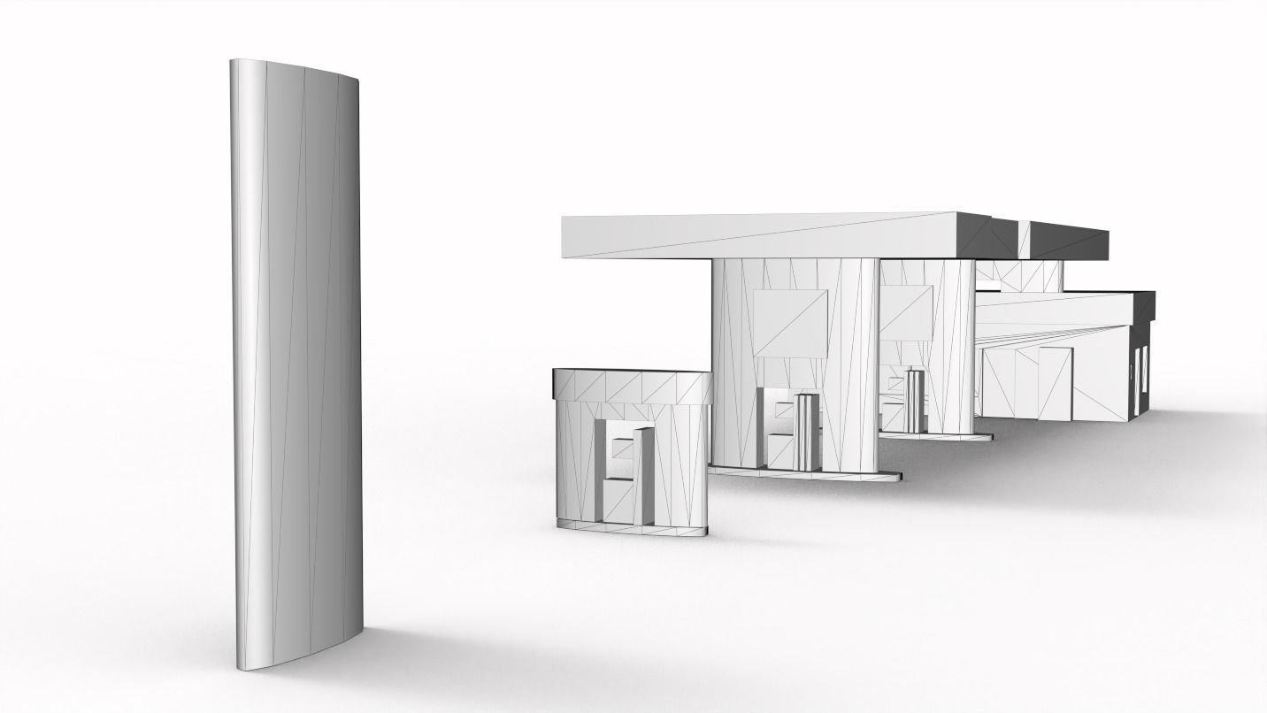 Gas station Low-poly 3D model_11