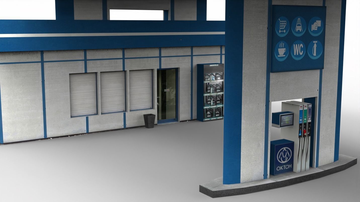 Gas station Low-poly 3D model_8
