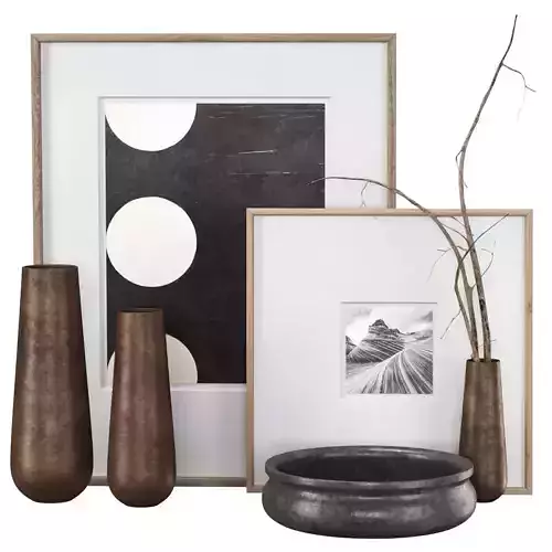 Rh Grand Hammered Metal Floor Vases with Frames Low-poly 3D model