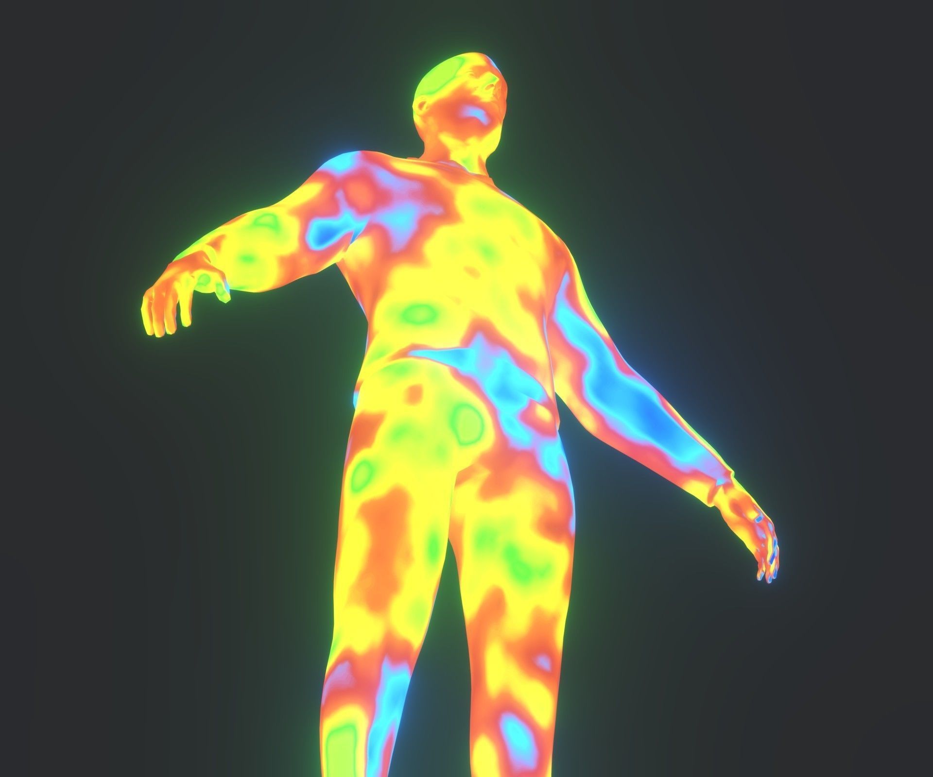 Human Thermal Image Heatmap Male 3D Model Low-poly 3D model_11