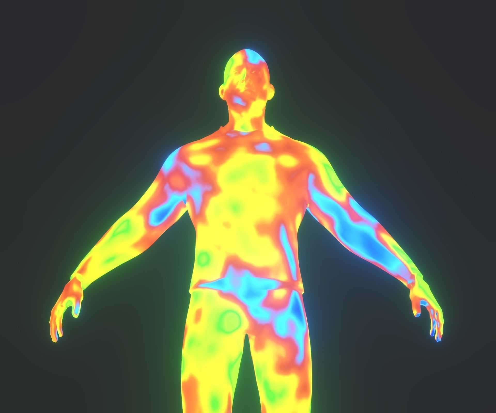 Human Thermal Image Heatmap Male 3D Model Low-poly 3D model_18