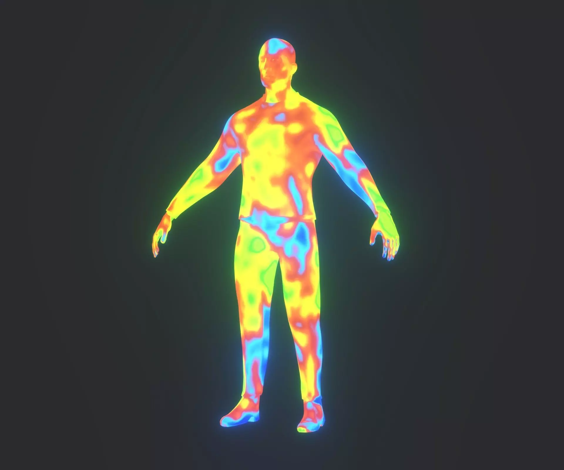 Human Thermal Image Heatmap Male 3D Model Low-poly 3D model_0