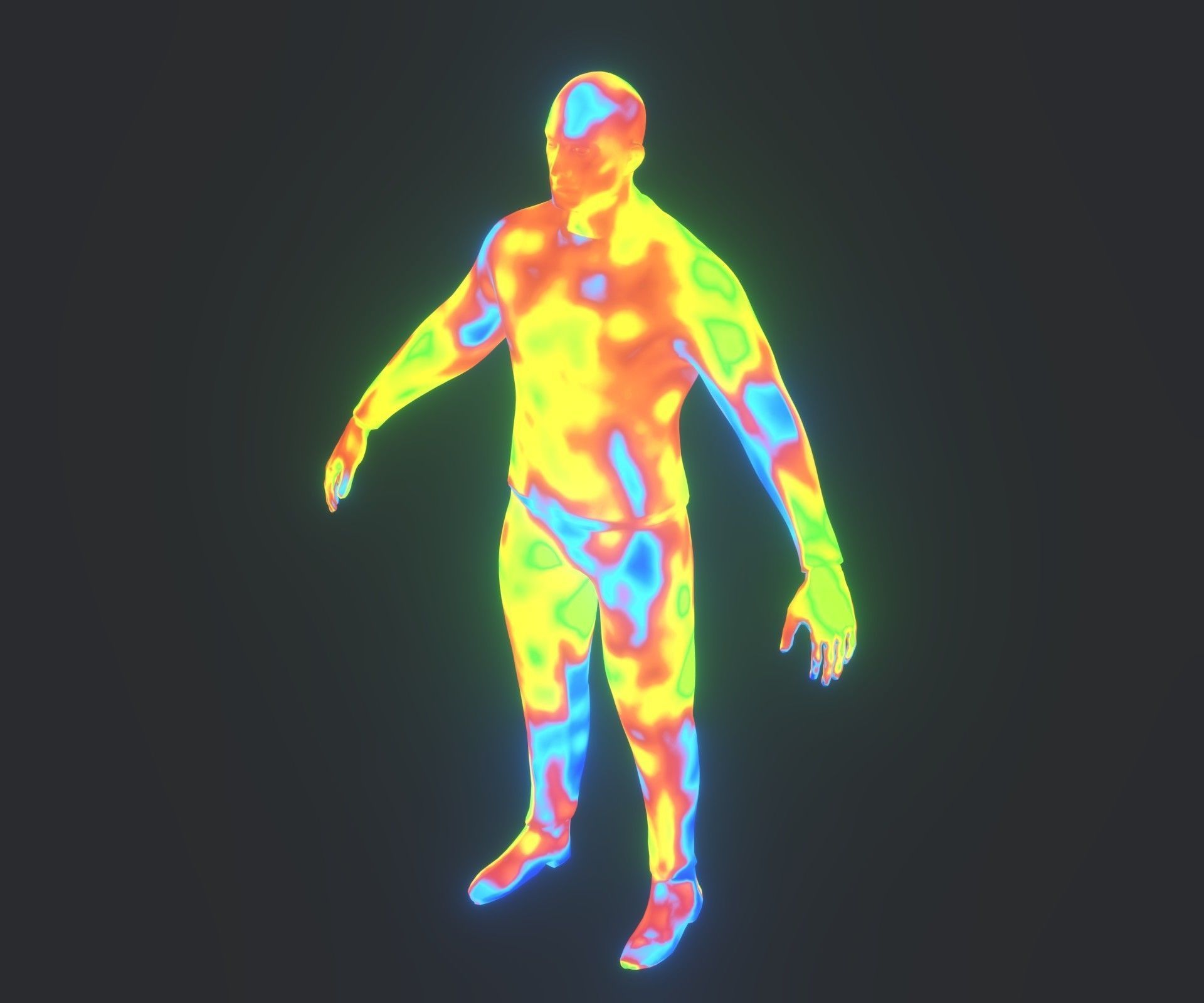 Human Thermal Image Heatmap Male 3D Model Low-poly 3D model_16